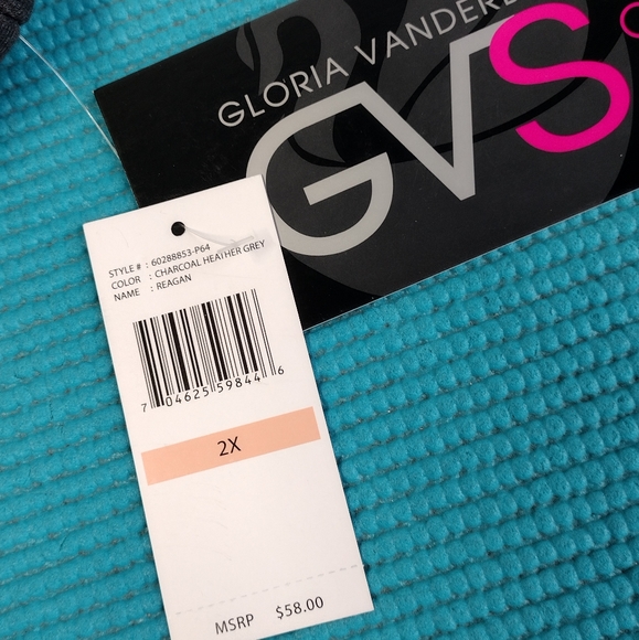 Gloria Vanderbilt Women's Studded Sweatshirt Jacket Full Zip Gray 2X - Picture 12 of 13